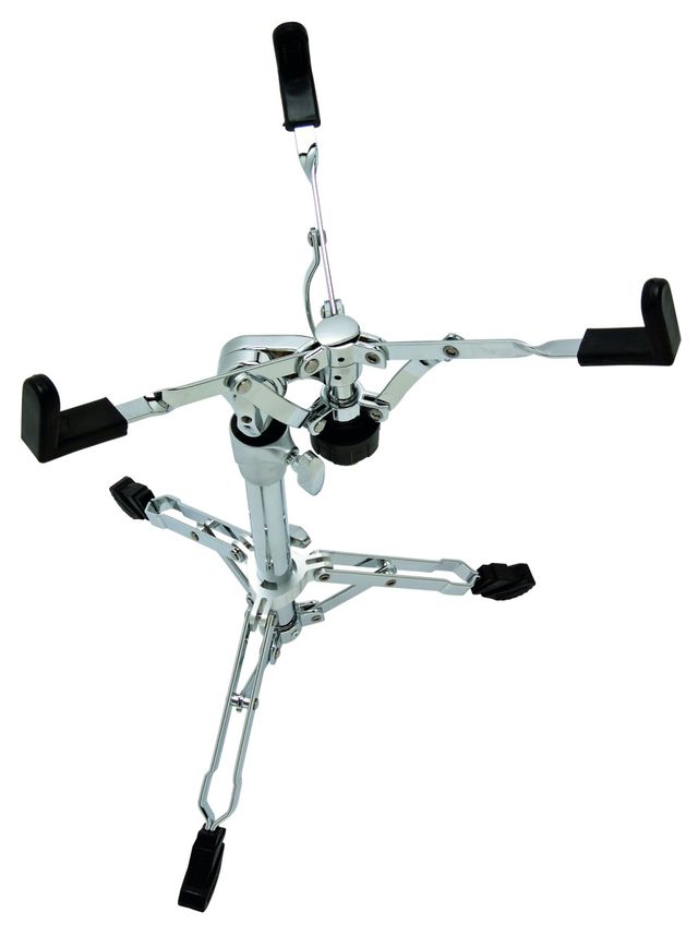Snare stand: Good reach and rubber tipped arms.